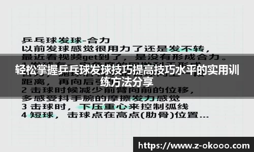 轻松掌握乒乓球发球技巧提高技巧水平的实用训练方法分享